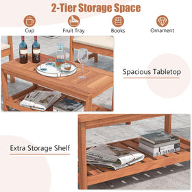 Tangkula Coffee Table side profile highlights sturdy legs for wobble-free stability.