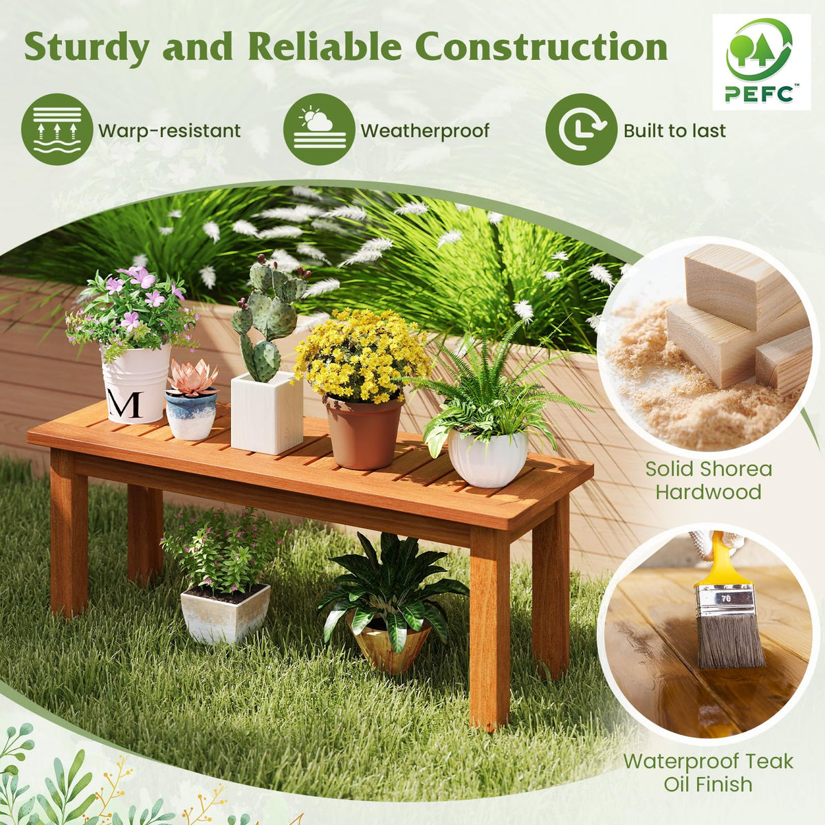 Tangkula stand ideal for indoor outdoor use with natural wood finish.