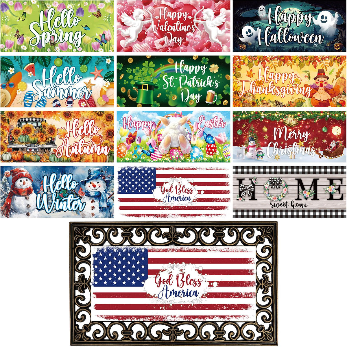 Tangren 12pc doormat inserts showcase spring patterns for a welcoming entrance