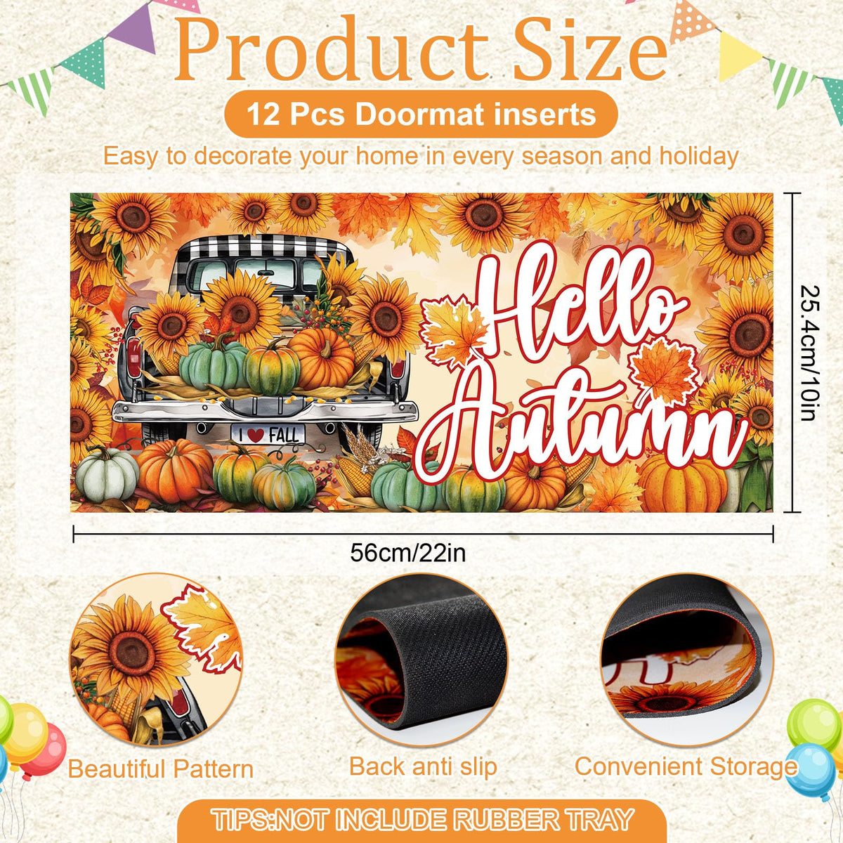 Tangren 12pc doormat inserts highlight summer motifs to brighten your doorstep