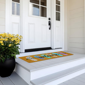 Tangren door mat with non-slip rubber backing stays put on wet days.