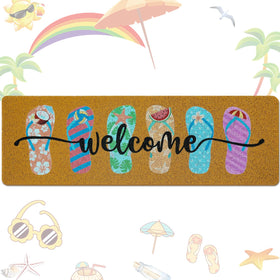 Tangren Long Doormat with summer flip-flops design greets guests at the front door.
