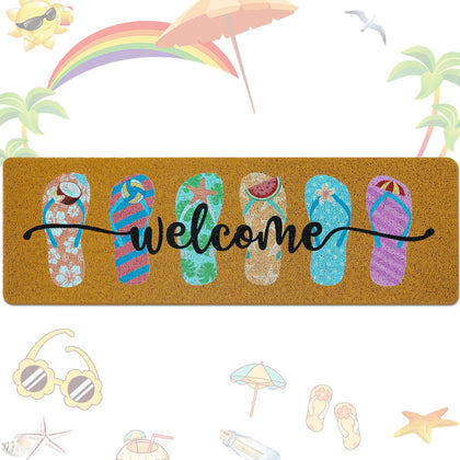 Tangren Long Doormat with summer flip-flops design greets guests at the front door.