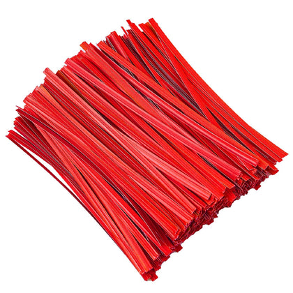 Tangyinrd 5-inch red twist ties securing bags, ideal for bread, candy, and party favors