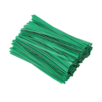 Tangyinrd green paper twist ties 5in close-up, sturdy and reusable for crafts and baked goods.