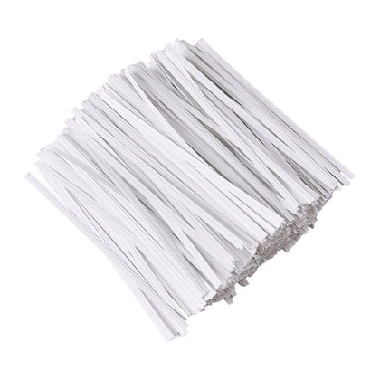 Tangyinrd 5 inch white twist ties sealing bread bags for a neat, reusable closure.