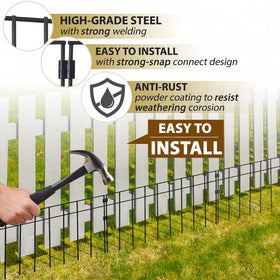 Tanivo powder-coated steel fence is rust-resistant for outdoor use.