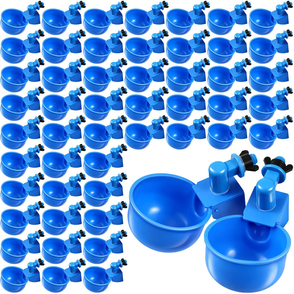 Tanlade 50 pcs automatic chicken waterer cups provide a steady water supply for your flock.