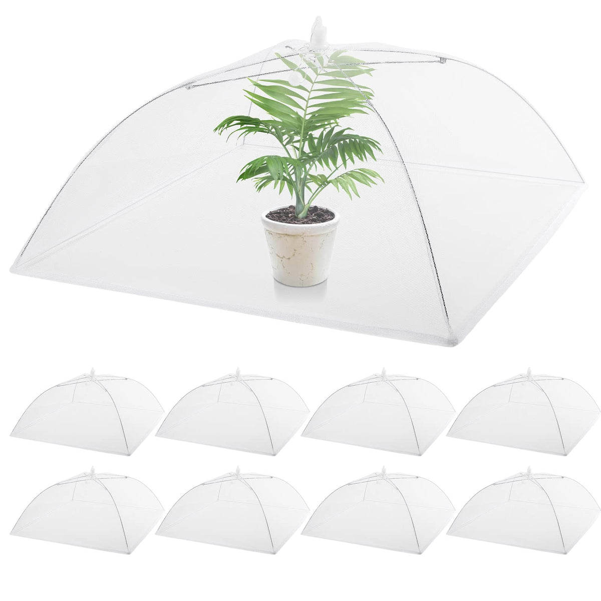 Tanlade plant-cover-umbrella 17in shields plants from pests while preserving airflow.