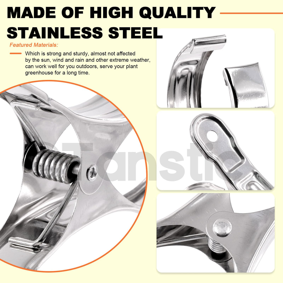 Tanstic clips protect plant coverings and nets with smooth edges to prevent scratches
