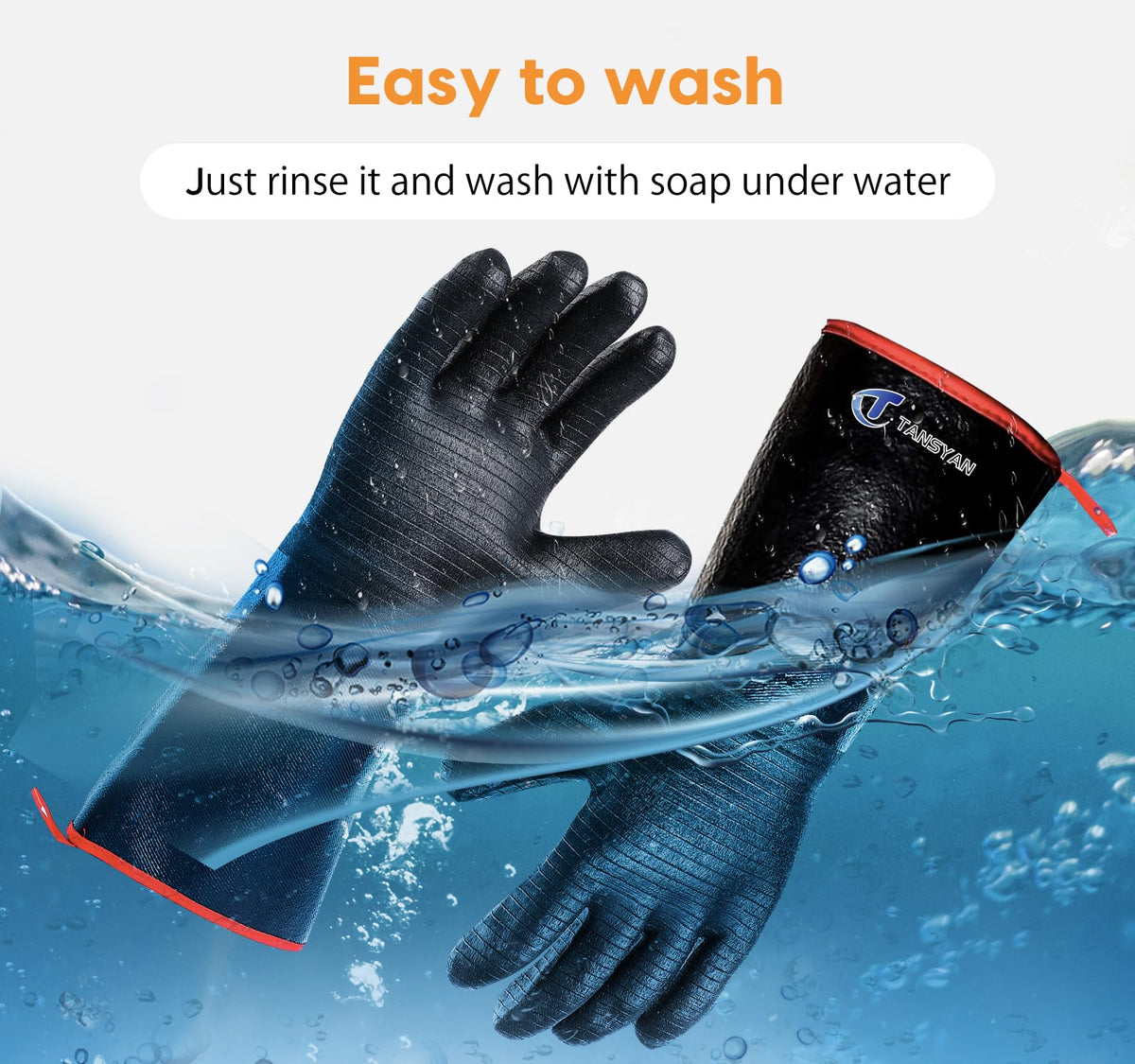TANSYAN anti-slip palm design enhances grip on hot utensils.