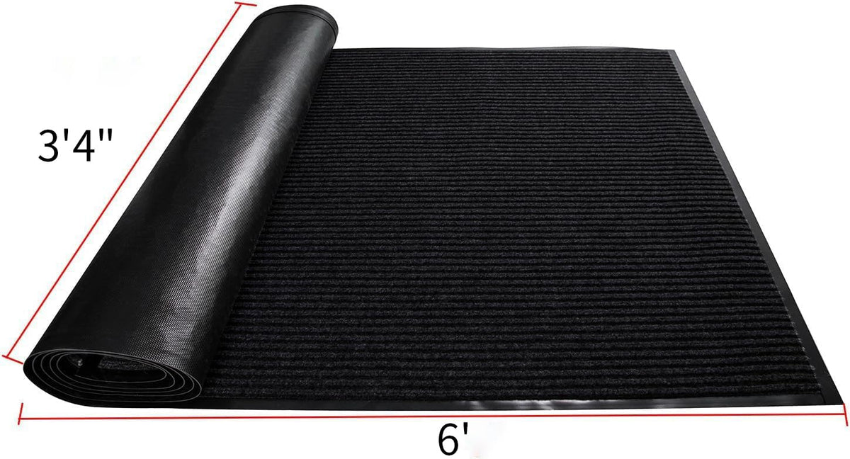 TANYOYO rubber-backed mat stays flat on hard floors for stability