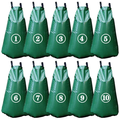 Tanzfrosch 20-gallon tree watering bag wrapped around trunk for steady hydration