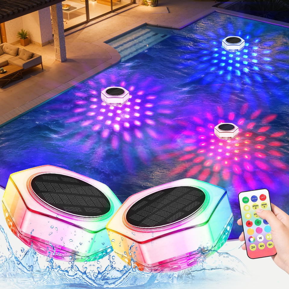 TaoFiaCo solar floating pool light with remote for easy party ambiance.