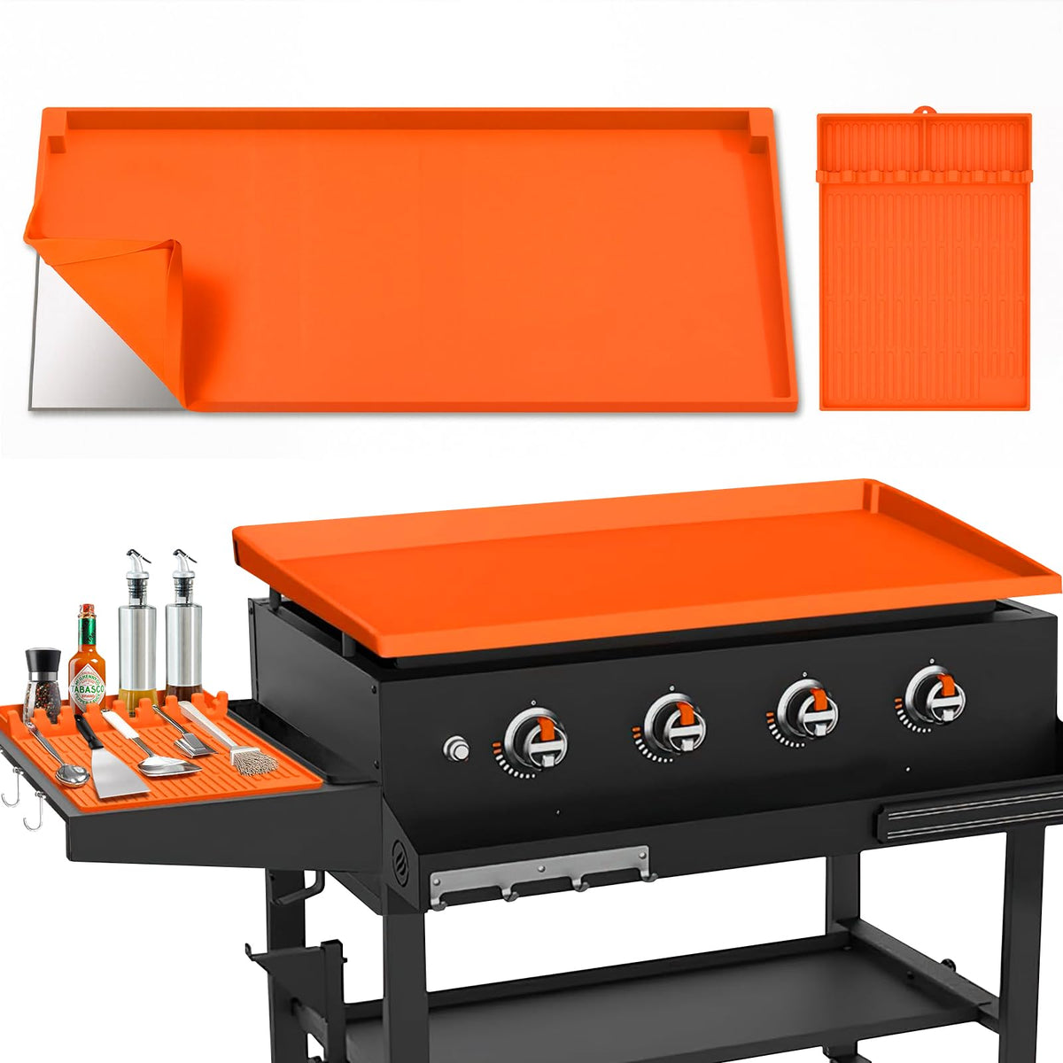 TAOMAND 28-inch Blackstone griddle cover on protects the surface from spills.