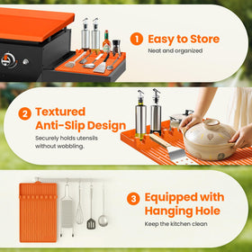 TAOMAND easy-clean silicone mat illustrates quick rinse and reuse.