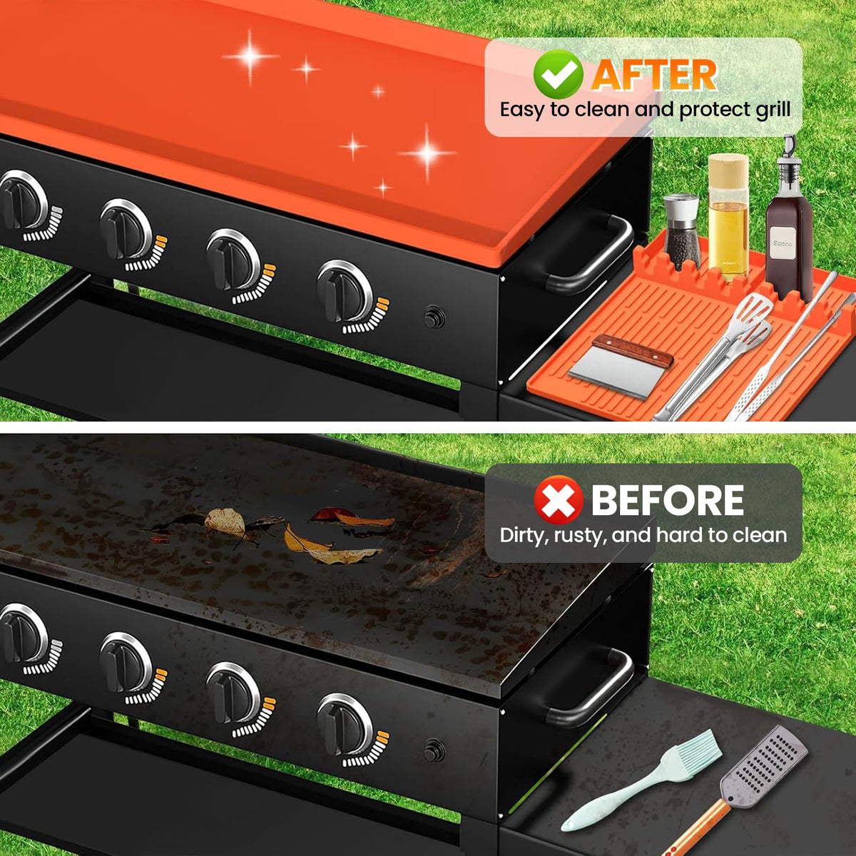 TAOMAND food-grade silicone material highlights safe, odor-free kitchen protection.