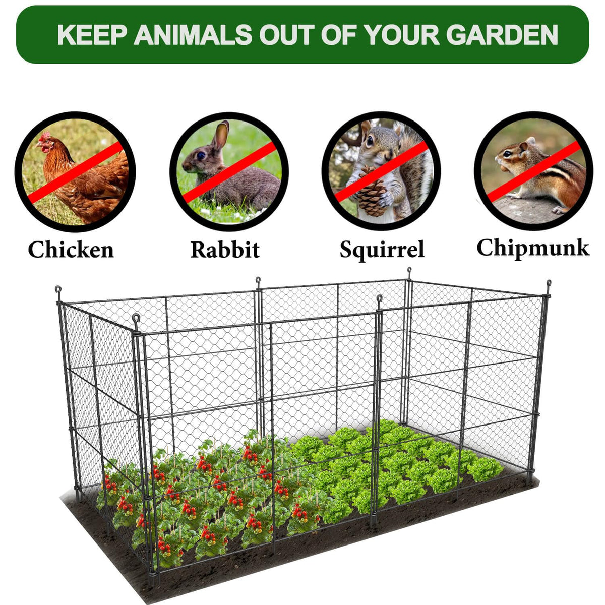 The 24-inch height helps deter rabbits and chipmunks in yards