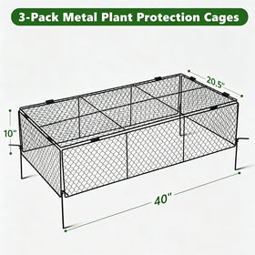 TAOMENNI 40-inch plant cages shielding young lettuce from rabbits