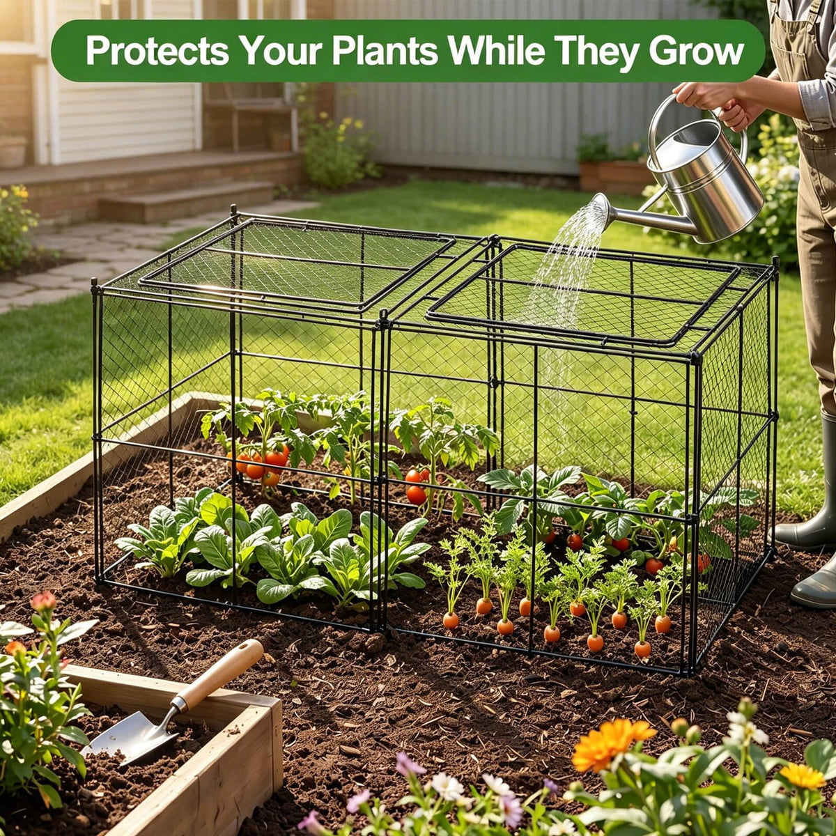 TAOMENNI Crop Cage folded flat for compact seasonal storage