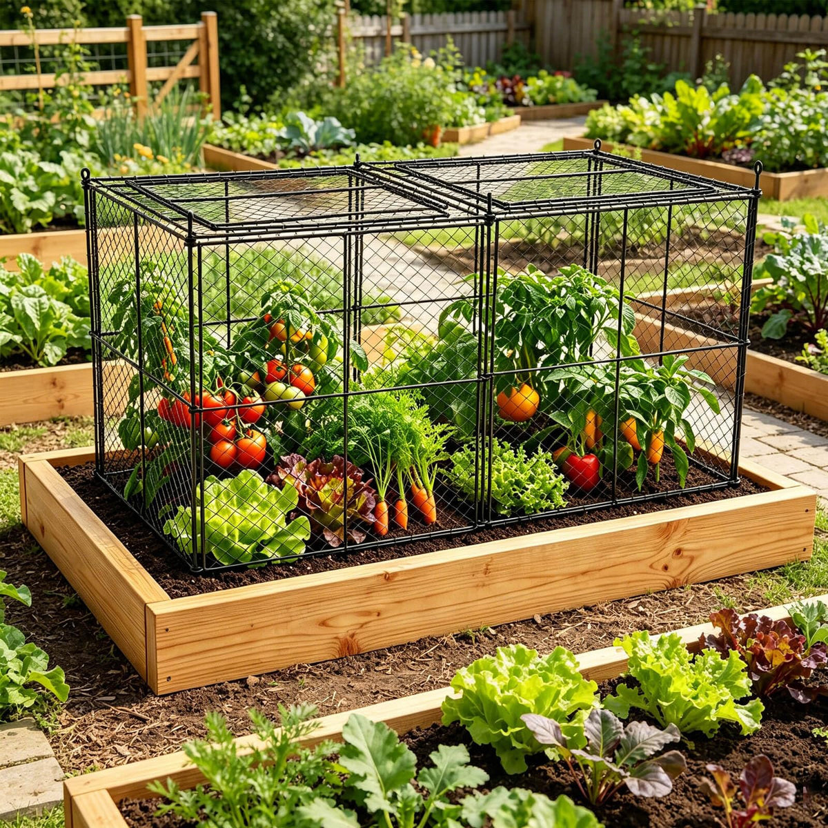 TAOMENNI Crop Cage side panels show stable eight-panel construction with stakes