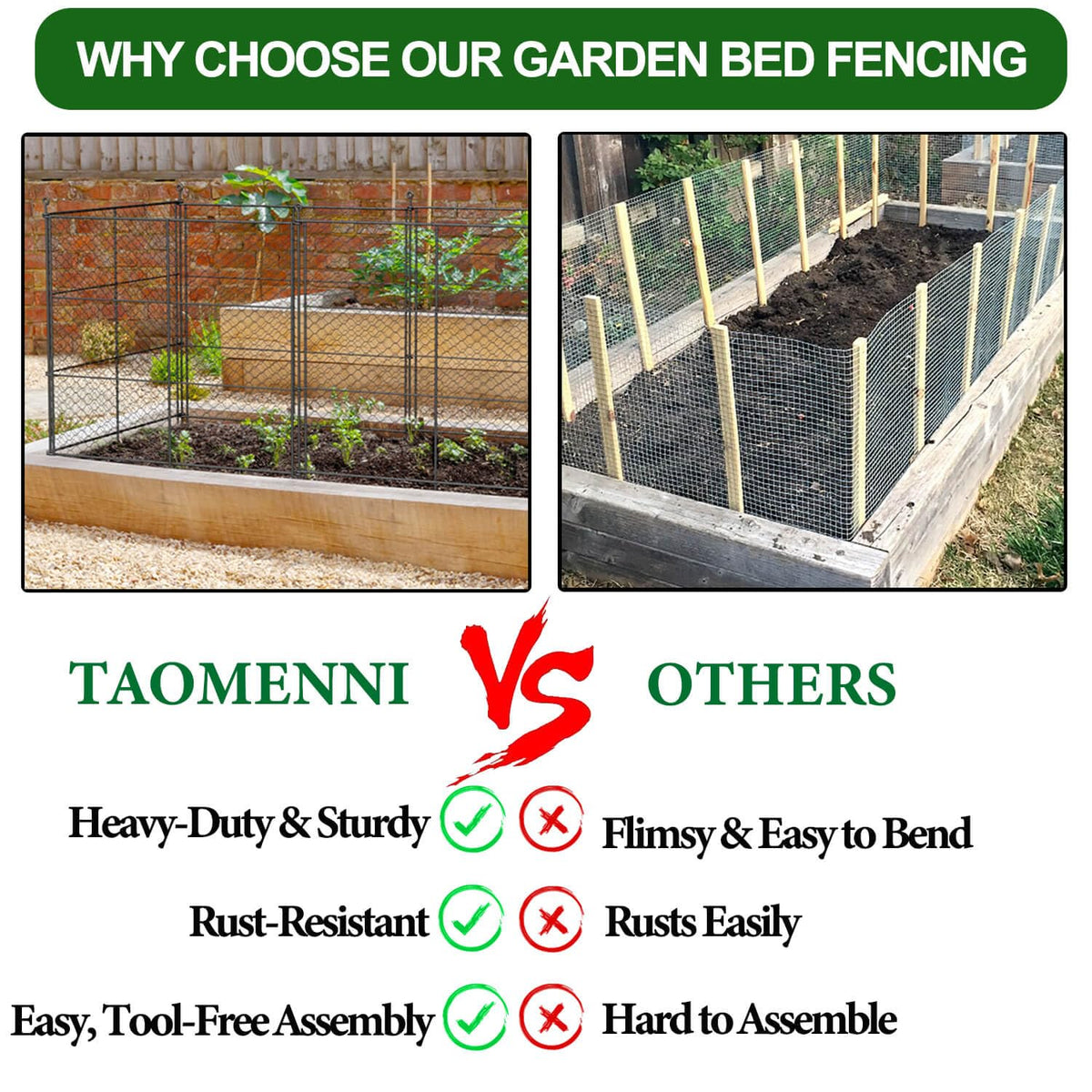 Versatile use as garden borders, raised bed fencing, or courtyards