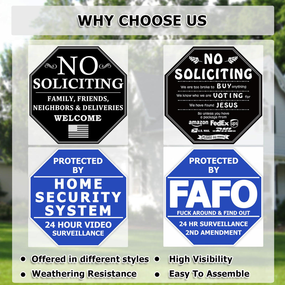 TAOSAMKF FAFO security sign mounted for yard installation