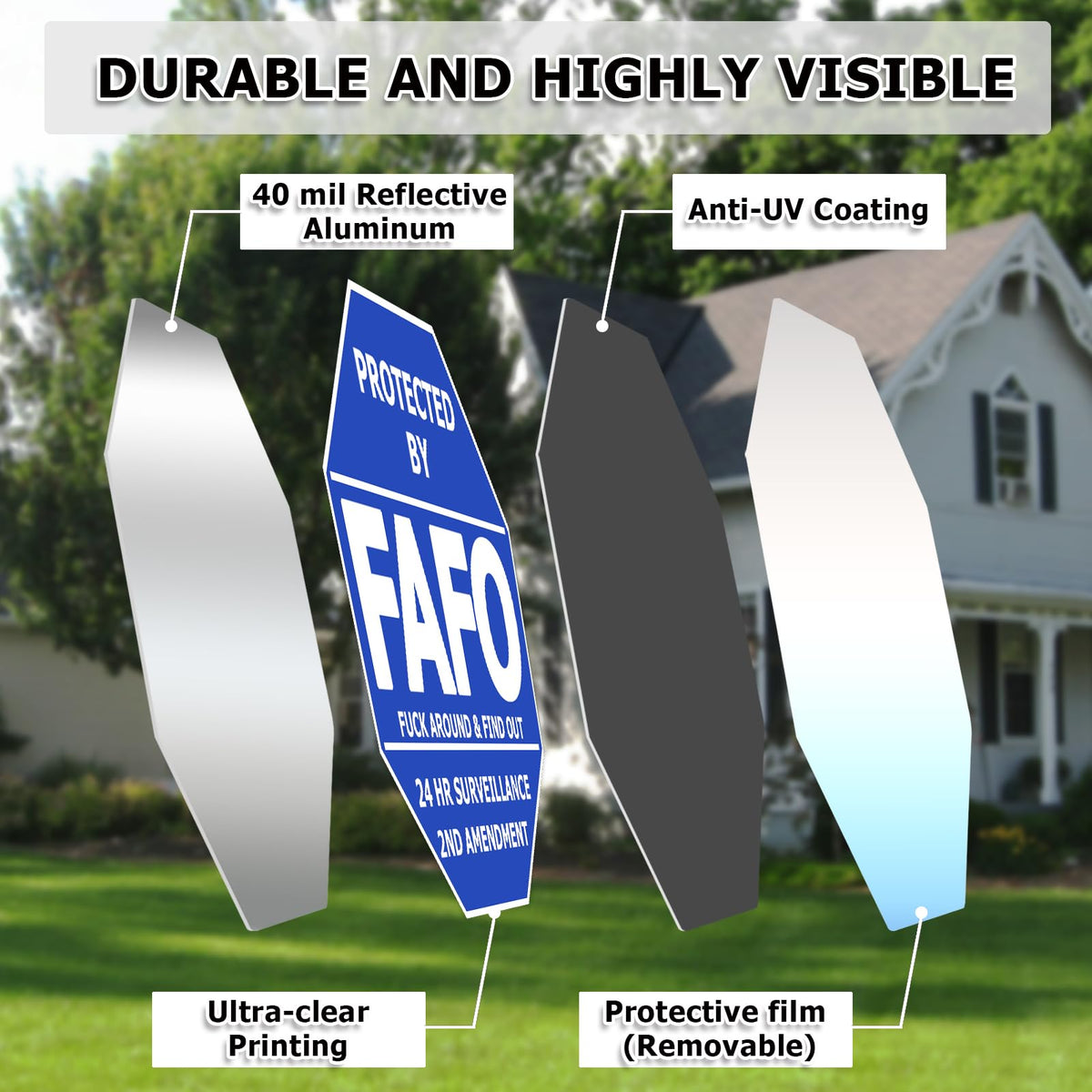 TAOSAMKF FAFO sign kit includes two stakes and hardware