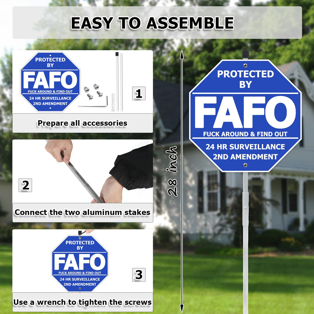 TAOSAMKF FAFO sign with UV-coated aluminum resists weather