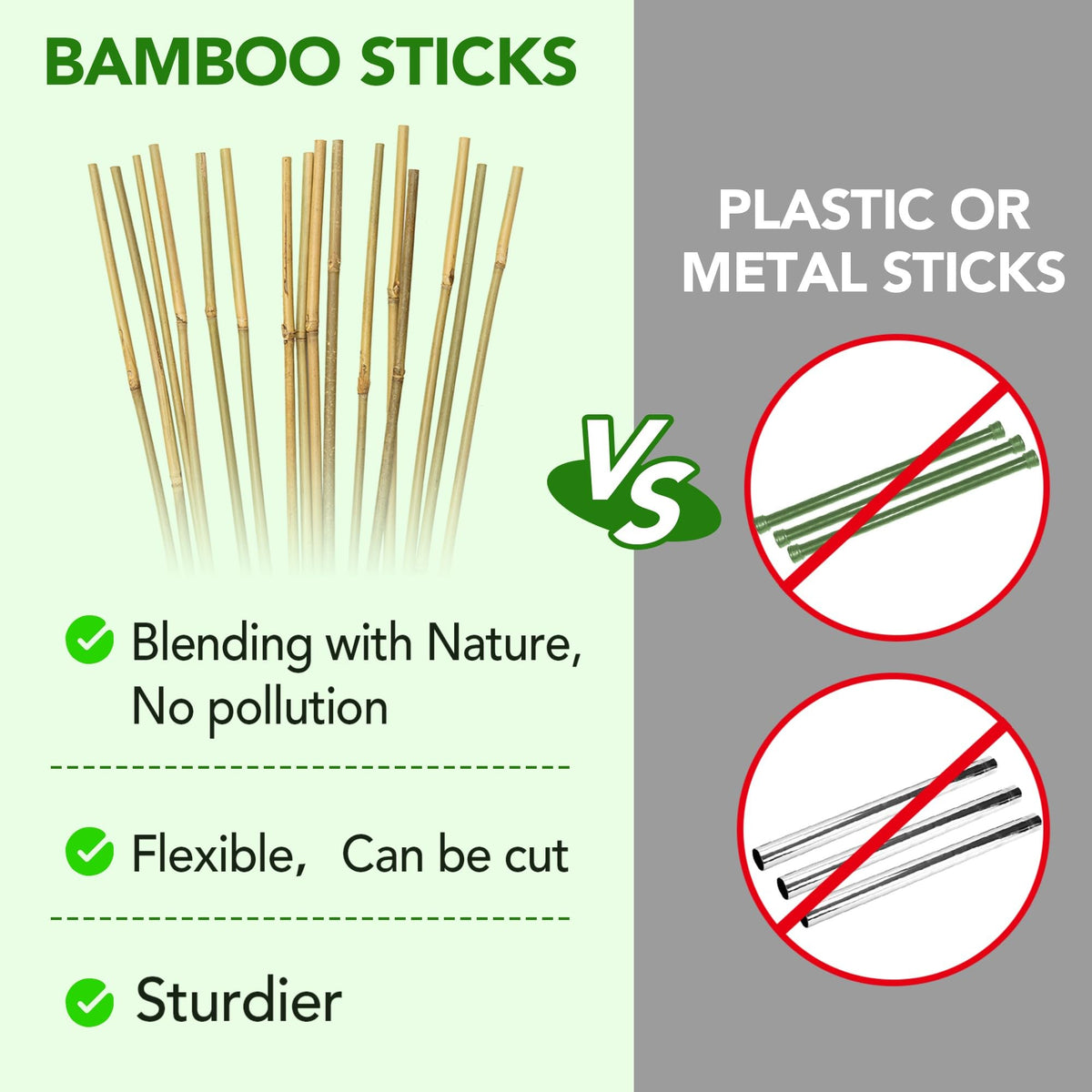 Taoskai tomatoes-support bamboo stakes help vines stand tall and resist wind.