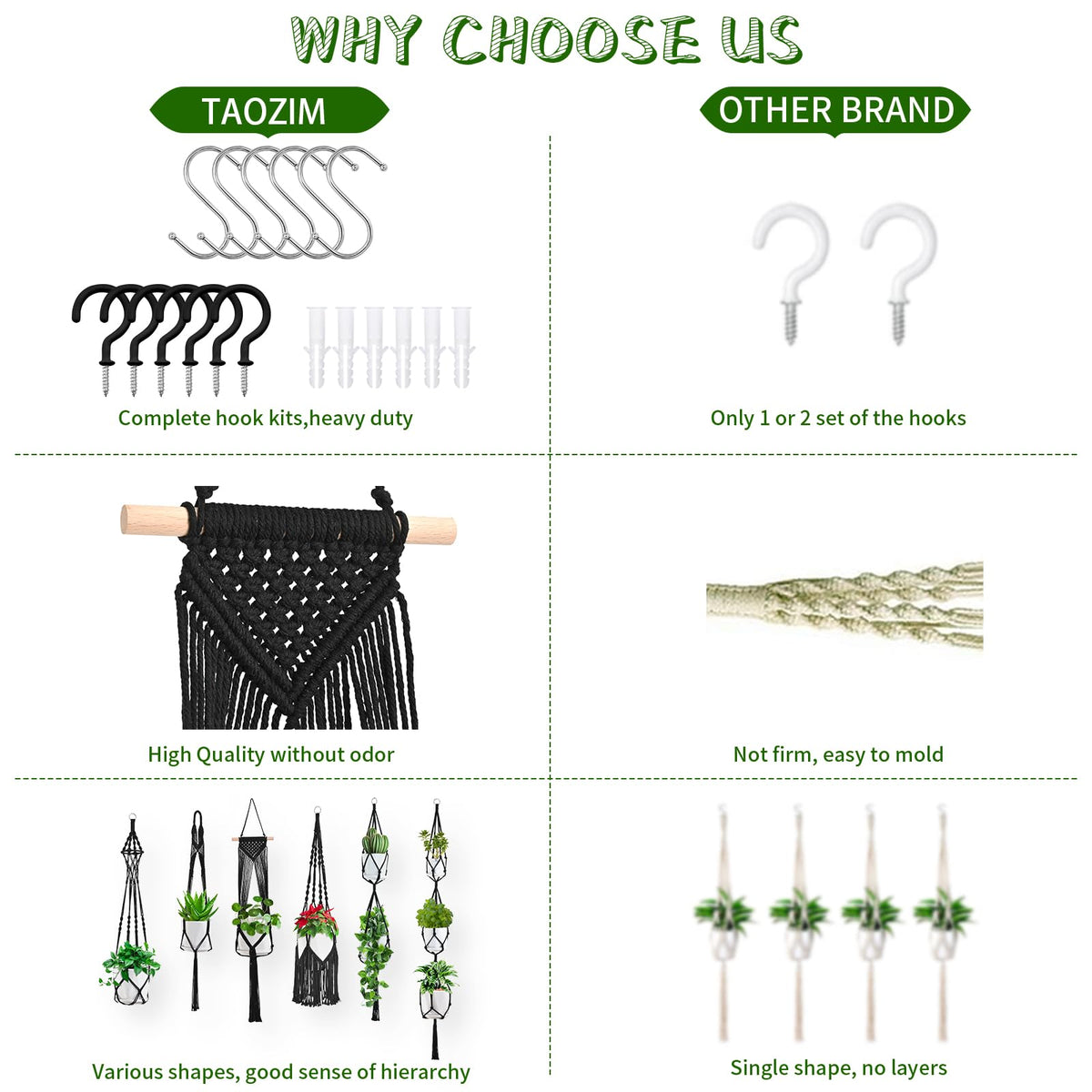 TAOZIM indoor-outdoor hanger kit fits 6–10 inch pots for versatile displays