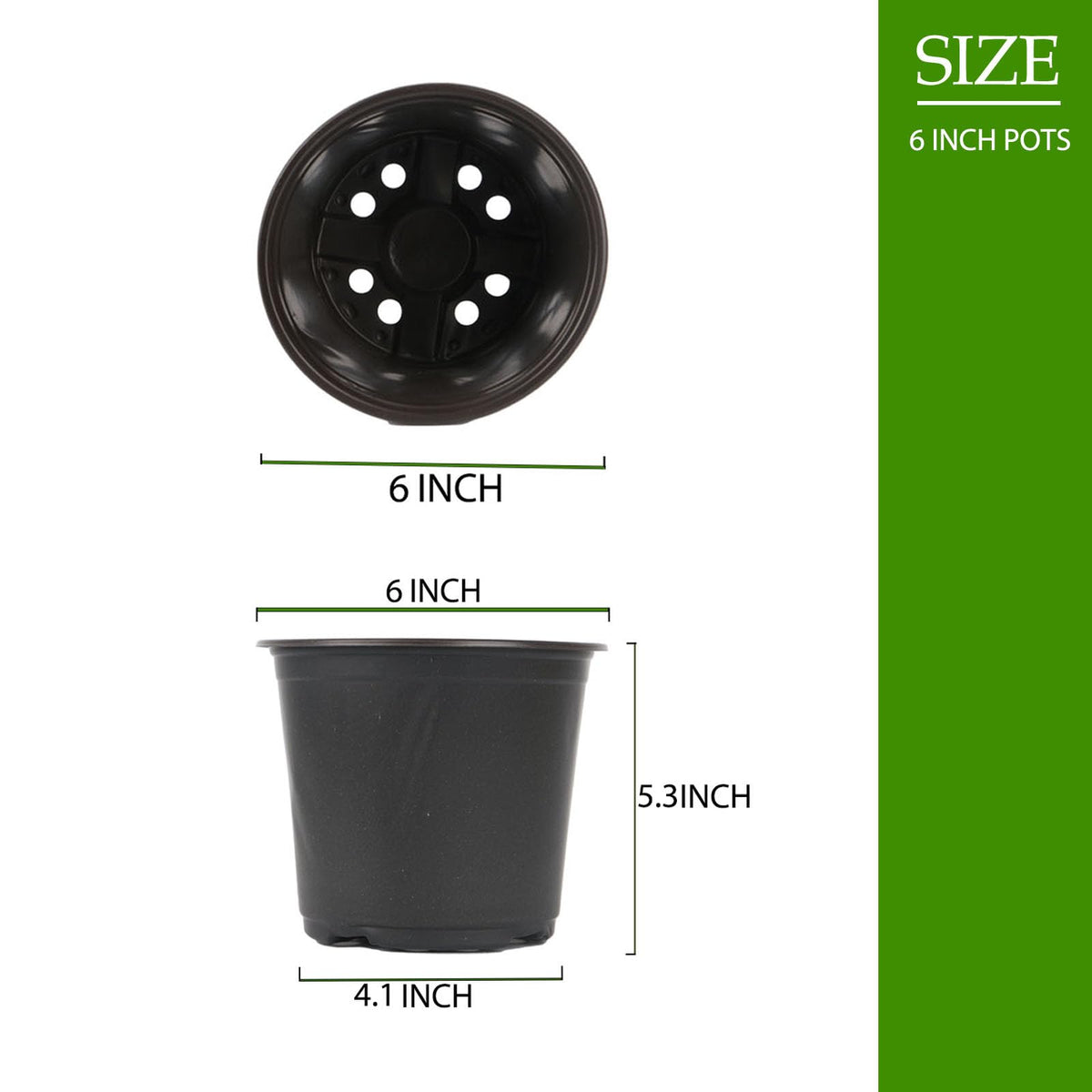 TAQIXI 6-inch nursery pots exterior view shows sturdy plastic.