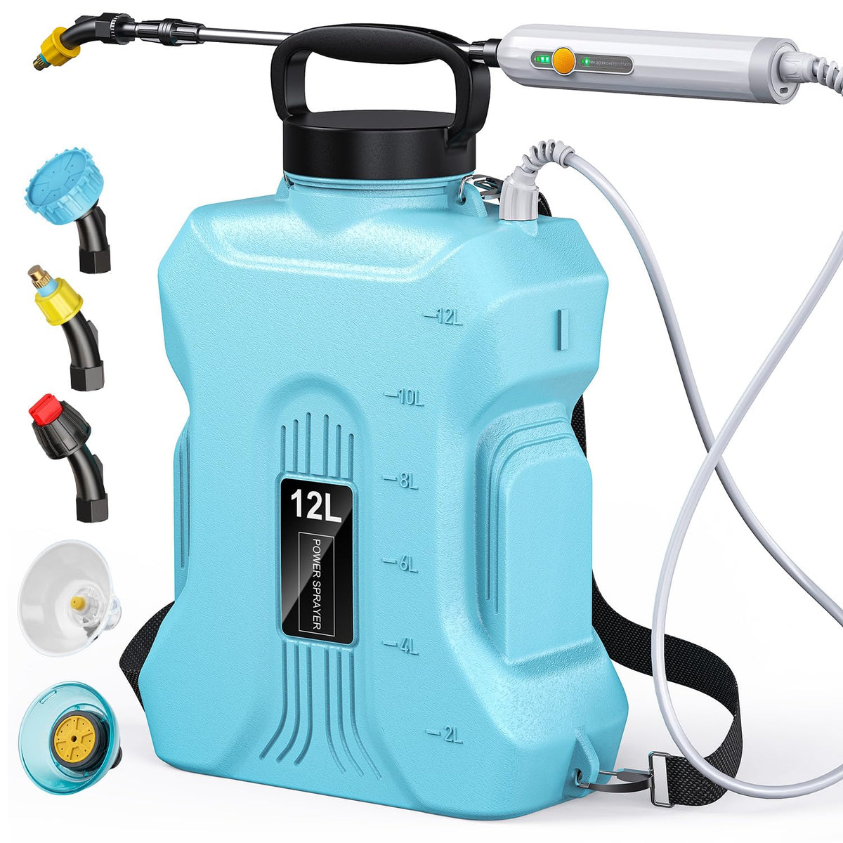 Tarden backpack sprayer with telescopic wand for extended reach in lawns and gardens.