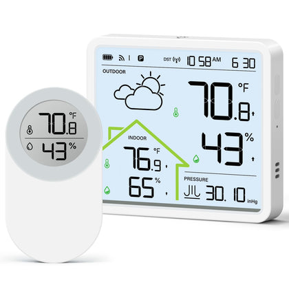 Tarinks weather station display showing indoor and outdoor readings for quick planning.
