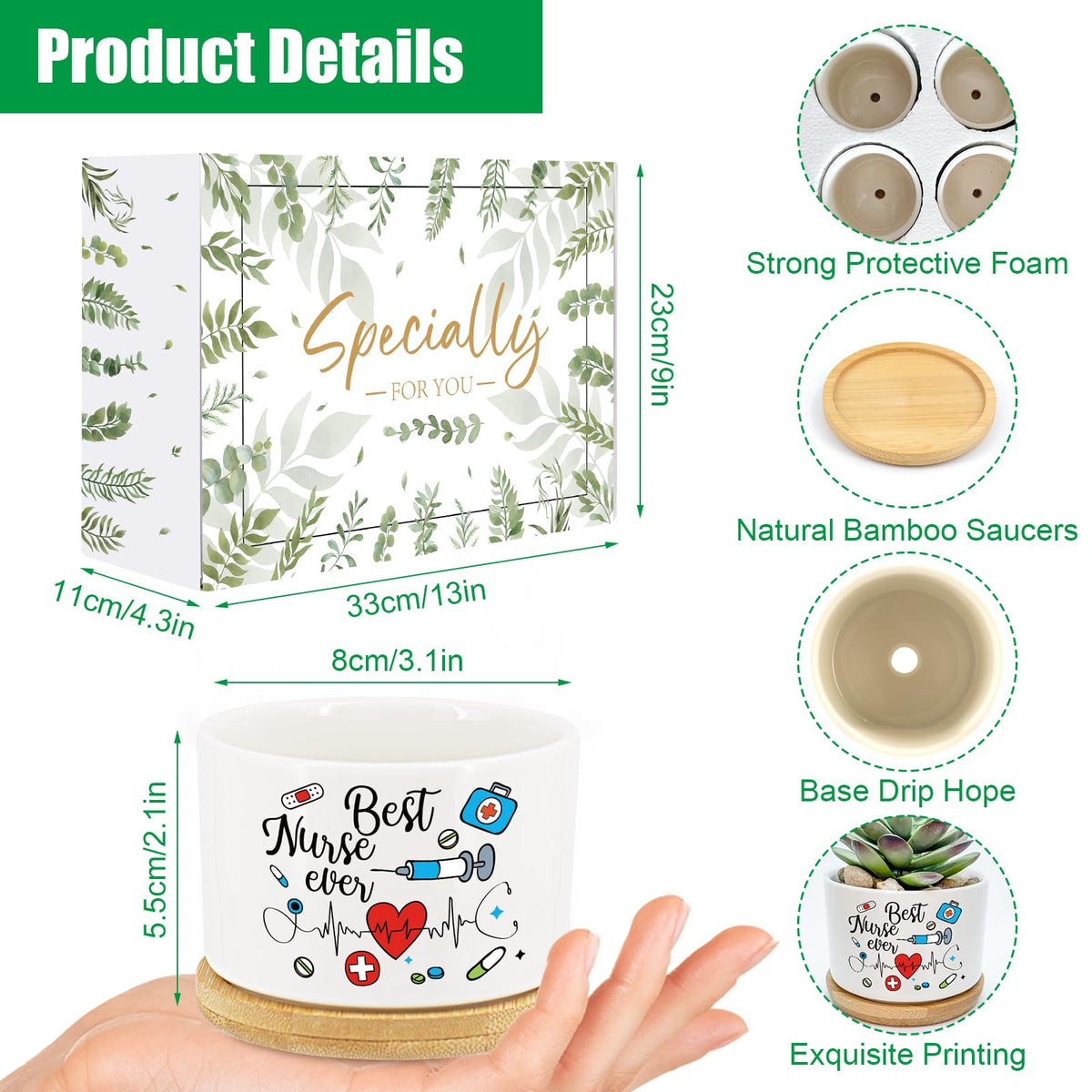 Tarklanda succulent pot designs show six prints for nurses.