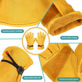 Tarpop yellow leather gloves built for wood cutting and tough tasks