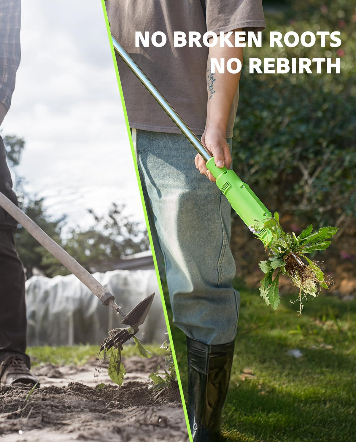 TaskStar 21V battery power for quick, portable weed removal in the yard.