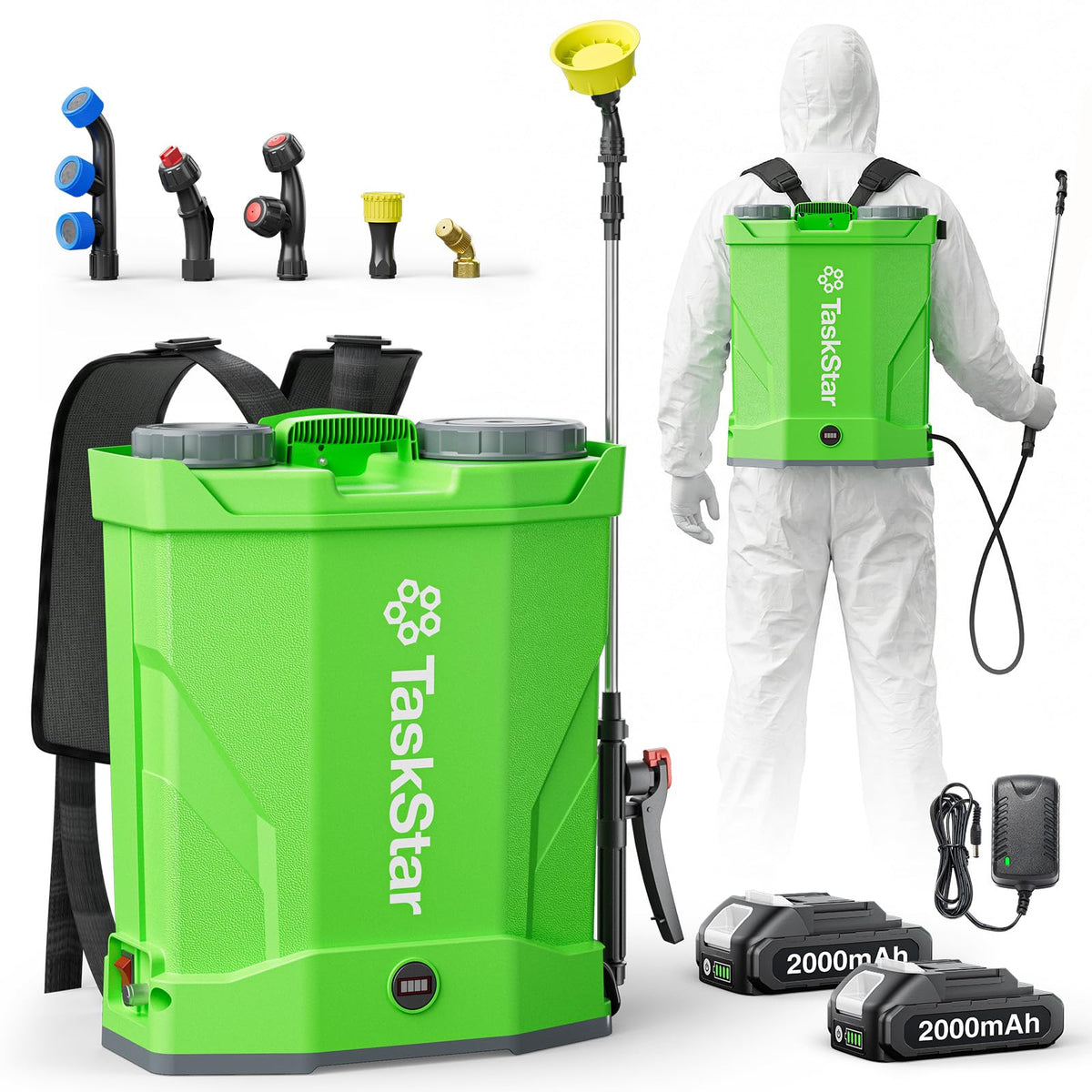 TaskStar battery backpack sprayer with a 4-gallon tank ready for large outdoor tasks