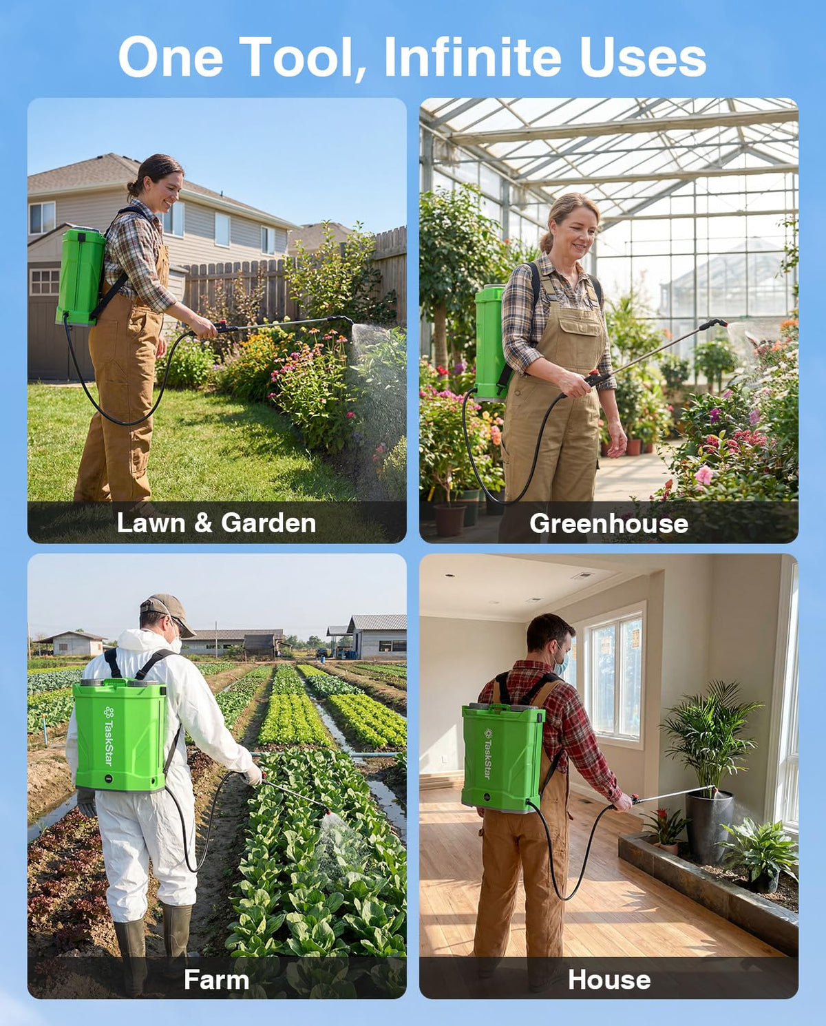 TaskStar ergonomic backpack design for comfortable spraying sessions