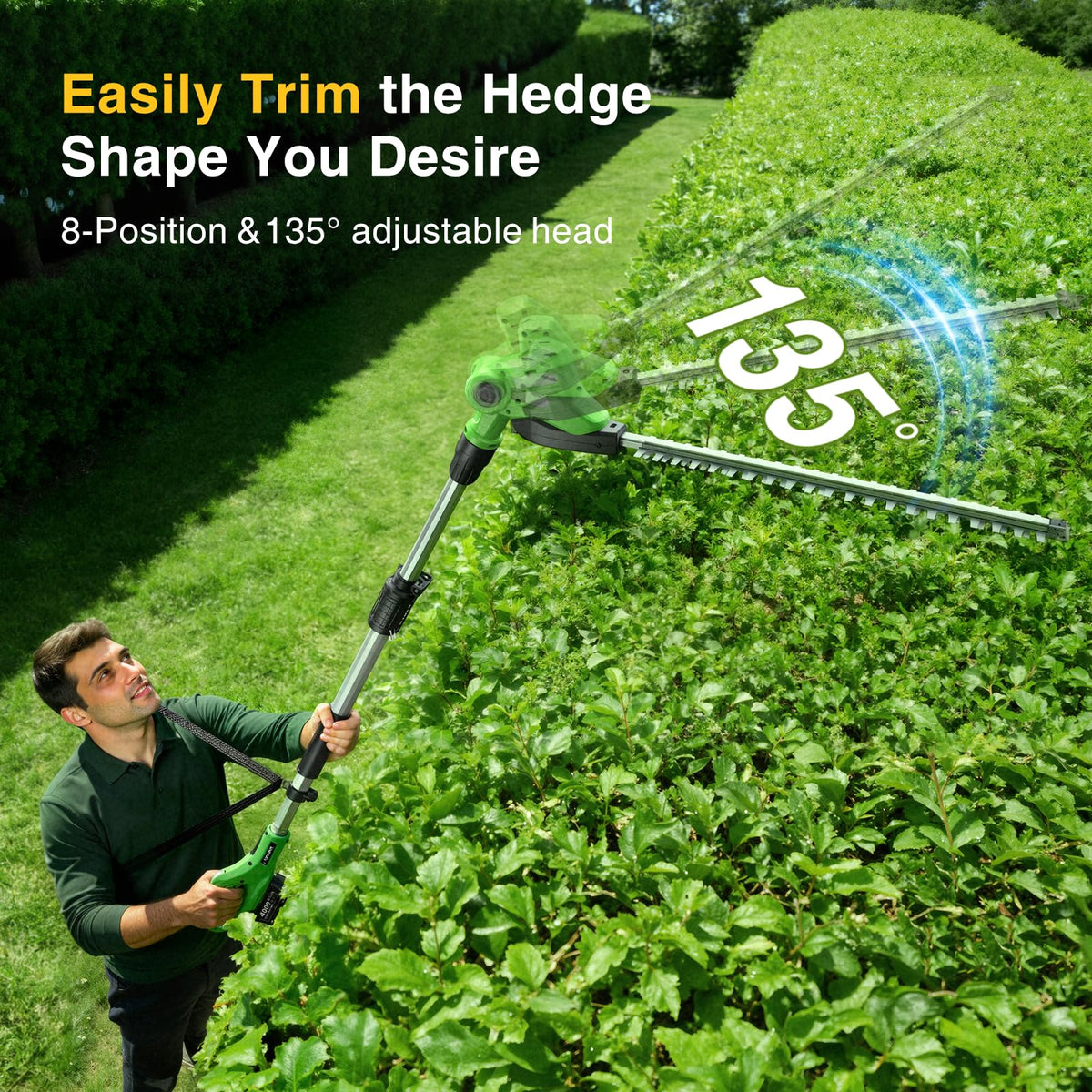 TaskStar hedge trimmer 3000 SPM motor powers fast, efficient trimming.