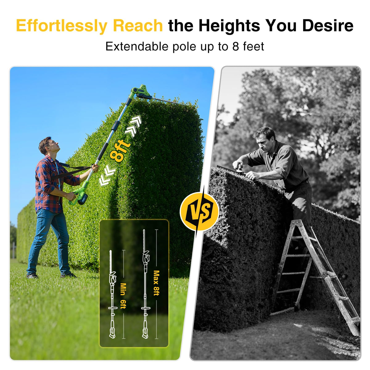 TaskStar hedge trimmer rotating head 135 degrees enables precise hedging angles.