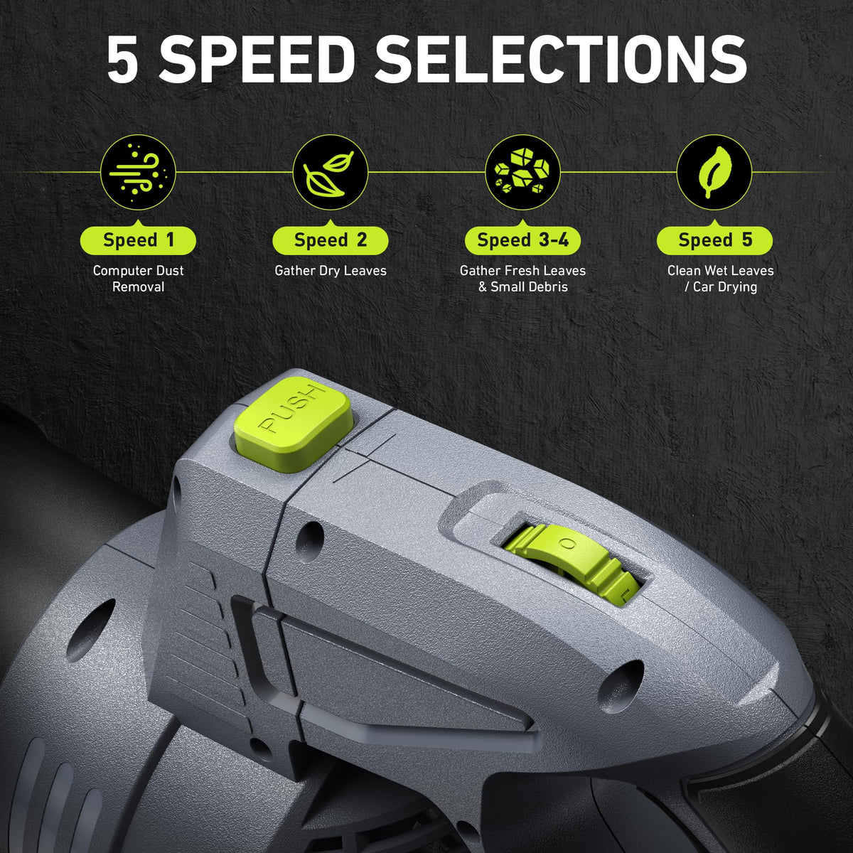 TaskStar 5-speed controls customize airflow for various tasks