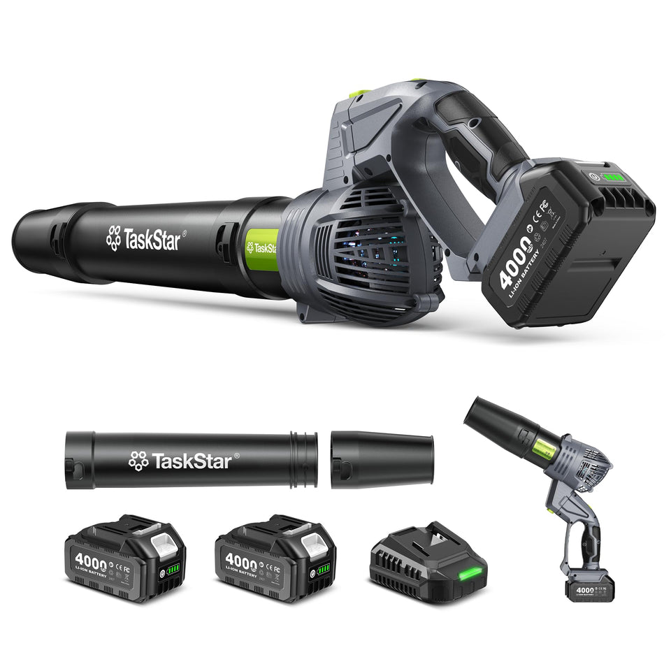 TaskStar cordless leaf blower with swivel head for ground and above-ground cleaning