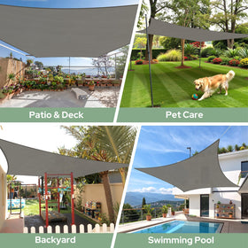 Versatile gray shade for patios, decks, lawns and gardens.