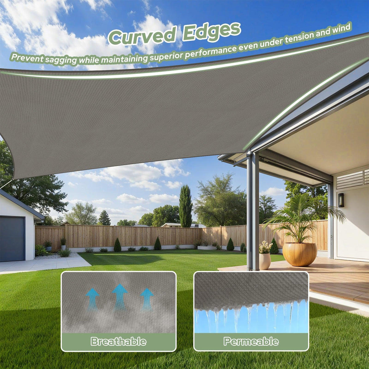Perimeter rope setup enables easy, secure installation.