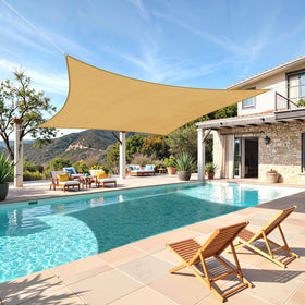 TasticTotes rectangle sun shade sail 8x10 blocks 95% UV rays for patio protection.