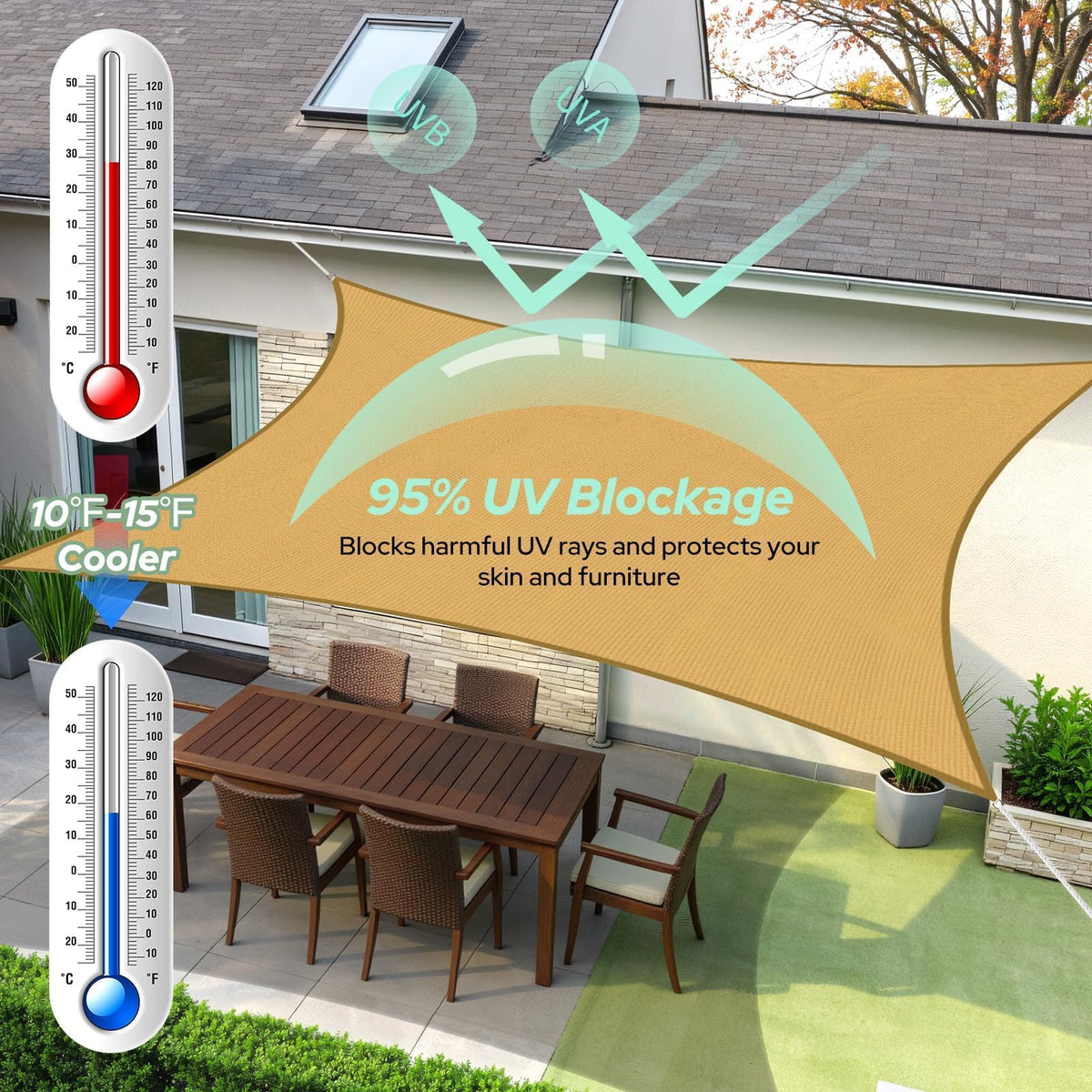 TasticTotes corner-d-rings reinforce setup for quick, secure shade installations.