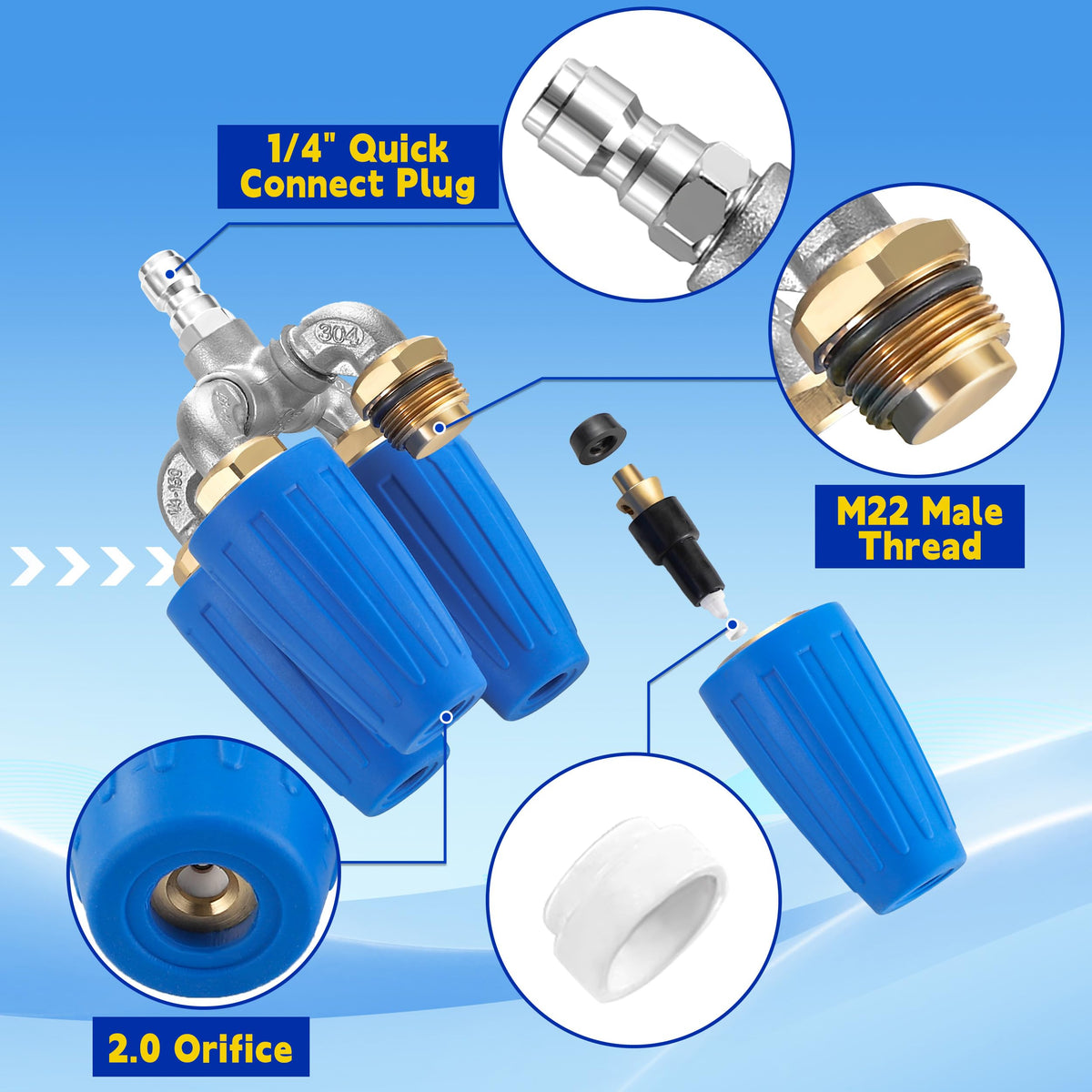 TasuoX quick-connect fitting attached to a pressure washer wand