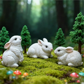 TaTalife bunny decor set of 3 resin figurines for outdoor garden display.