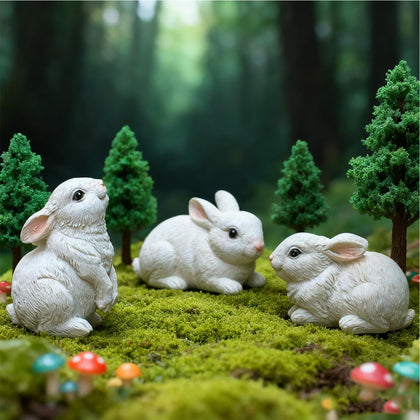 TaTalife bunny decor set of 3 resin figurines for outdoor garden display.